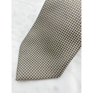 Ermenegildo Zegna Silk Mens Tie Gold Blue Pattern‎ Italy Old Money Long 3.5x63"